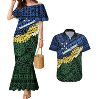 Halo Olaketa Solomon Islands Tapa Pattern Couples Matching Mermaid Dress and Hawaiian Shirt