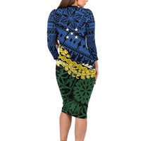 Halo Olaketa Solomon Islands Tapa Pattern Family Matching Long Sleeve Bodycon Dress and Hawaiian Shirt