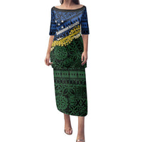 Halo Olaketa Solomon Islands Tapa Pattern Family Matching Puletasi and Hawaiian Shirt