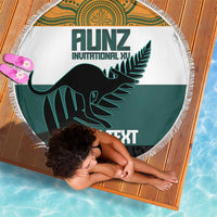 AUNZ Rugby Custom Beach Blanket Australia Kangaroo New Zealand Silver Fern - Polynesian Pride