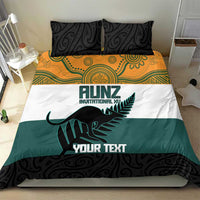 AUNZ Rugby Custom Bedding Set Australia Kangaroo New Zealand Silver Fern - Polynesian Pride