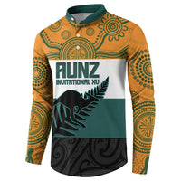 AUNZ Rugby Custom Button Sweatshirt Australia Kangaroo New Zealand Silver Fern - Polynesian Pride