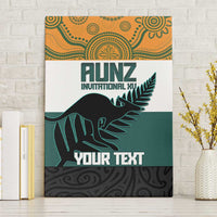 AUNZ Rugby Custom Canvas Wall Art Australia Kangaroo New Zealand Silver Fern - Polynesian Pride