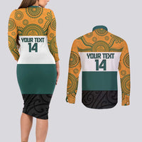 AUNZ Rugby Custom Couples Matching Long Sleeve Bodycon Dress and Long Sleeve Button Shirt Australia Kangaroo New Zealand Silver Fern - Polynesian Pride