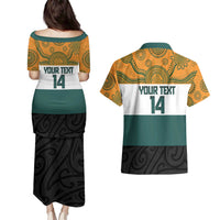 AUNZ Rugby Custom Couples Matching Puletasi and Hawaiian Shirt Australia Kangaroo New Zealand Silver Fern - Polynesian Pride