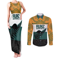 AUNZ Rugby Custom Couples Matching Tank Maxi Dress and Long Sleeve Button Shirt Australia Kangaroo New Zealand Silver Fern - Polynesian Pride