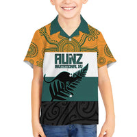 AUNZ Rugby Custom Family Matching Puletasi and Hawaiian Shirt Australia Kangaroo New Zealand Silver Fern - Polynesian Pride