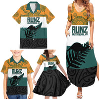 AUNZ Rugby Custom Family Matching Summer Maxi Dress and Hawaiian Shirt Australia Kangaroo New Zealand Silver Fern - Polynesian Pride