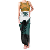 AUNZ Rugby Custom Family Matching Tank Maxi Dress and Hawaiian Shirt Australia Kangaroo New Zealand Silver Fern - Polynesian Pride