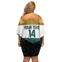 AUNZ Rugby Custom Off Shoulder Short Dress Australia Kangaroo New Zealand Silver Fern - Polynesian Pride