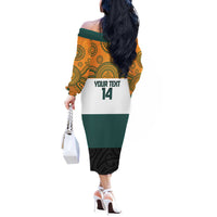 AUNZ Rugby Custom Off The Shoulder Long Sleeve Dress Australia Kangaroo New Zealand Silver Fern - Polynesian Pride