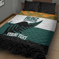 AUNZ Rugby Custom Quilt Bed Set Australia Kangaroo New Zealand Silver Fern - Polynesian Pride