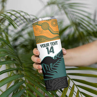AUNZ Rugby Custom Skinny Tumbler Australia Kangaroo New Zealand Silver Fern - Polynesian Pride