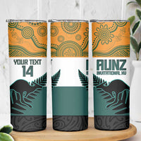 AUNZ Rugby Custom Skinny Tumbler Australia Kangaroo New Zealand Silver Fern - Polynesian Pride