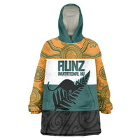 AUNZ Rugby Custom Wearable Blanket Hoodie Australia Kangaroo New Zealand Silver Fern - Polynesian Pride