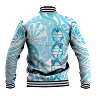 Personalised New Zealand Darts Baseball Jacket Aotearoa Maori Its In My DNA White - Polynesian Pride