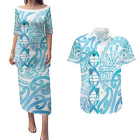 Personalised New Zealand Darts Couples Matching Puletasi and Hawaiian Shirt Aotearoa Maori Its In My DNA White - Polynesian Pride