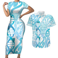 Personalised New Zealand Darts Couples Matching Short Sleeve Bodycon Dress and Hawaiian Shirt Aotearoa Maori Its In My DNA White - Polynesian Pride