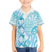 Personalised New Zealand Darts Family Matching Off Shoulder Maxi Dress and Hawaiian Shirt Aotearoa Maori Its In My DNA White - Polynesian Pride