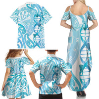 Personalised New Zealand Darts Family Matching Summer Maxi Dress and Hawaiian Shirt Aotearoa Maori Its In My DNA White - Polynesian Pride