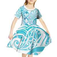 Personalised New Zealand Darts Kid Short Sleeve Dress Aotearoa Maori Its In My DNA White - Polynesian Pride