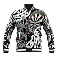 Personalised New Zealand Darts Baseball Jacket Aotearoa Maori Its In My DNA Black - Polynesian Pride