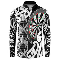 Personalised New Zealand Darts Button Sweatshirt Aotearoa Maori Its In My DNA Black - Polynesian Pride