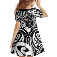 Personalised New Zealand Darts Family Matching Short Sleeve Bodycon Dress and Hawaiian Shirt Aotearoa Maori Its In My DNA Black - Polynesian Pride