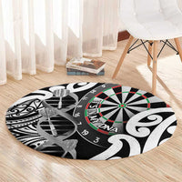 New Zealand Darts Round Carpet Aotearoa Maori Its In My DNA Black - Polynesian Pride