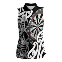 Personalised New Zealand Darts Women Sleeveless Polo Shirt Aotearoa Maori Its In My DNA Black - Polynesian Pride
