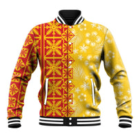 Kahili Quilt Hawaii Baseball Jacket Tropical Flower Seamless Half Style