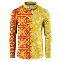 Kahili Quilt Hawaii Button Sweatshirt Tropical Flower Seamless Half Style