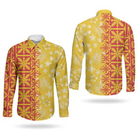 Kahili Quilt Hawaii Couples Matching Summer Maxi Dress and Long Sleeve Button Shirt Tropical Flower Seamless Half Style LT14 - Polynesian Pride