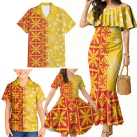 Kahili Quilt Hawaii Family Matching Mermaid Dress and Hawaiian Shirt Tropical Flower Seamless Half Style LT14 - Polynesian Pride