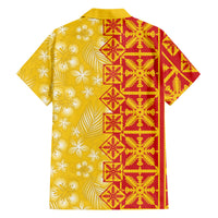 Kahili Quilt Hawaii Family Matching Off The Shoulder Long Sleeve Dress and Hawaiian Shirt Tropical Flower Seamless Half Style