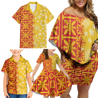 Kahili Quilt Hawaii Family Matching Off Shoulder Short Dress and Hawaiian Shirt Tropical Flower Seamless Half Style LT14 - Polynesian Pride