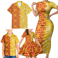 Kahili Quilt Hawaii Family Matching Short Sleeve Bodycon Dress and Hawaiian Shirt Tropical Flower Seamless Half Style LT14 - Polynesian Pride