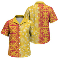 Kahili Quilt Hawaii Family Matching Short Sleeve Bodycon Dress and Hawaiian Shirt Tropical Flower Seamless Half Style LT14 Son's Shirt Yellow - Polynesian Pride