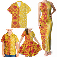 Kahili Quilt Hawaii Family Matching Tank Maxi Dress and Hawaiian Shirt Tropical Flower Seamless Half Style LT14 - Polynesian Pride