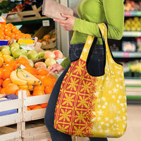 Kahili Quilt Hawaii Grocery Bag Tropical Flower Seamless Half Style