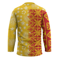Kahili Quilt Hawaii Hockey Jersey Tropical Flower Seamless Half Style
