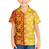 Kahili Quilt Hawaii Kid Hawaiian Shirt Tropical Flower Seamless Half Style LT14 Kid Yellow - Polynesian Pride