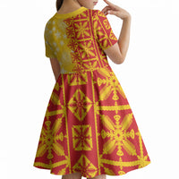Kahili Quilt Hawaii Kid Short Sleeve Dress Tropical Flower Seamless Half Style LT14 - Polynesian Pride