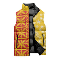 Kahili Quilt Hawaii Sleeveless Puffer Jacket Tropical Flower Seamless Half Style