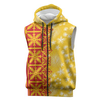 Kahili Quilt Hawaii Sleeveless Zip Hoodie Tropical Flower Seamless Half Style