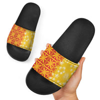 Kahili Quilt Hawaii Slide Sandals Tropical Flower Seamless Half Style