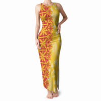 Kahili Quilt Hawaii Tank Maxi Dress Tropical Flower Seamless Half Style LT14 Women Yellow - Polynesian Pride