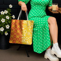 Kahili Quilt Hawaii Tote Bag Tropical Flower Seamless Half Style