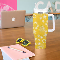 Kahili Quilt Hawaii Tumbler With Handle Tropical Flower Seamless Half Style