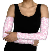 Pastel Pink Kahili Quilt Hawaii Arm Sleeves Tropical Flower Seamless Half Style